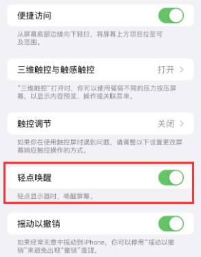 宝应苹果授权维修站分享iPhone轻点无法唤醒怎么办 